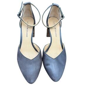 Lucky Brand Women's Gray Pointed-Toe Ankle-Strap Heels